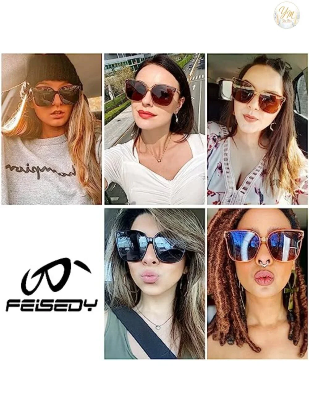 Oversized Polarized Sunglasses UV400 Protection Square Fashion